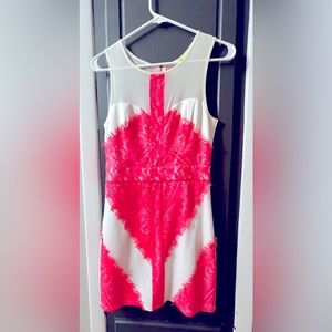 Gianni Binni Sheer Dress with Hot Pink Lace Size S